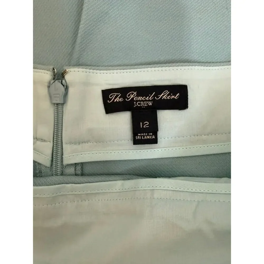 J.Crew “The Pencil Skirt” – Light Blue 100%Cotton Sz12